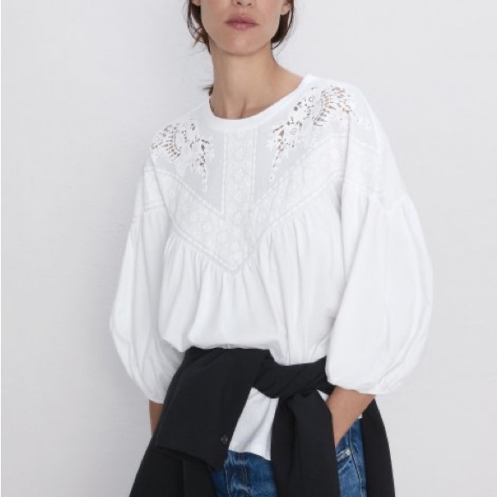 Elegant White Embroidered Women's Top